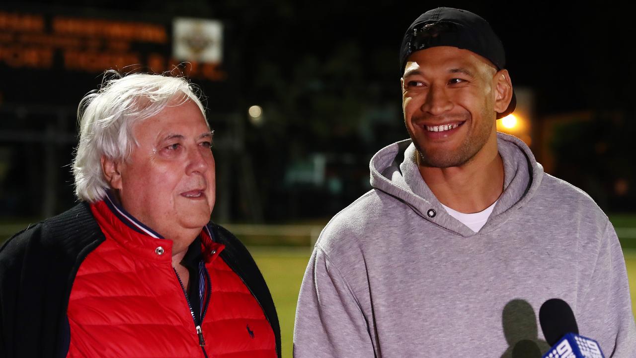 Clive Palmer and Israel Folau are taking Supreme Court action against the QRL. Picture: Getty Images