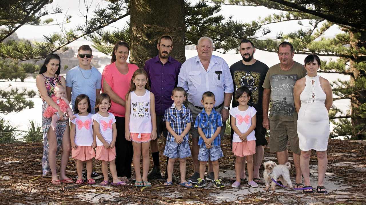 SORELY MISSED: Bill Twigg (centre) surrounded by close friends.  Mr Twigg died in a car   crash  on New Year's Day. Picture: Ballard Photography