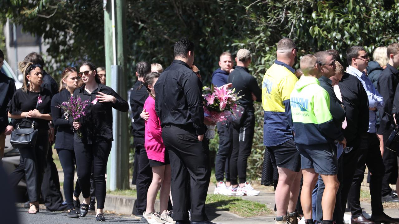 Friends and family of teen Summer Williams gather at the St Marks Anglican Church Picton. Picture: John Grainger