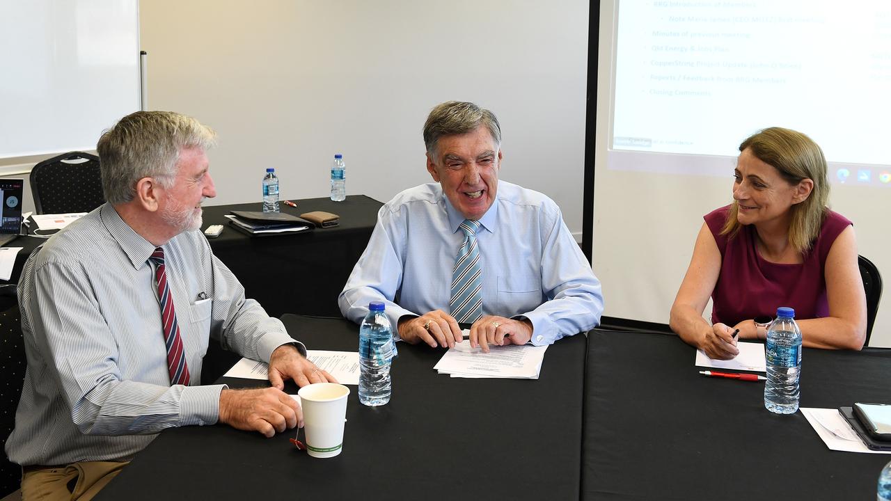 CopperString Founder and Chairman John O'Brien, Former Queensland Government Mines and Energy Minister Tony McGrady and Mayor of Townsville Jenny Hill at the CopperString Regional Reference Group meeting. Picture: Shae Beplate.