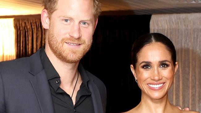 DUESSELDORF, GERMANY - SEPTEMBER 16: Prince Harry, Duke of Sussex, Meghan, Duchess of Sussex, Rita Ora and Sam Ryder pose before the closing ceremony of the Invictus Games DÃÂ¼sseldorf 2023 at Merkur Spiel-Arena on September 16, 2023 in Duesseldorf, Germany. (Photo by Chris Jackson/Getty Images for the Invictus Games Foundation)