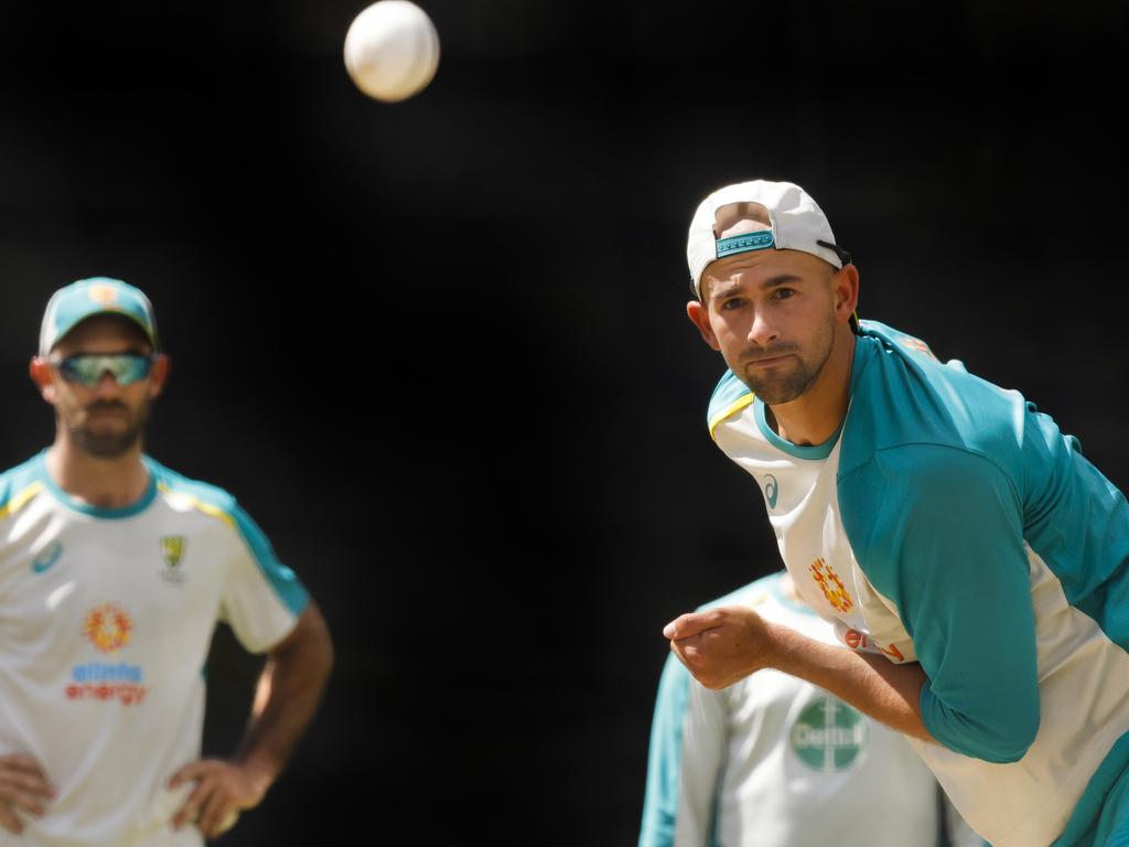 Ashton Agar bowls during an Australian T20 training session. Picture: Jenny Evans/Getty Images
