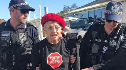 Rae Sheridan was one of three people arrested following this morning’s protest. Picture: Andrea Macleod