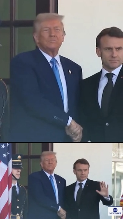 Trump, Macron engage in death grip handshake at White House