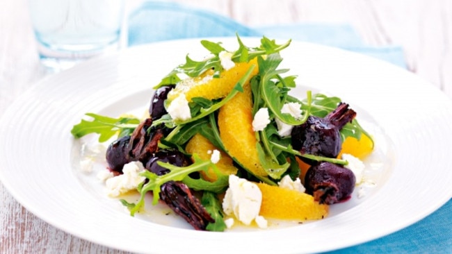 Roast beetroot salad with orange and goats cheese