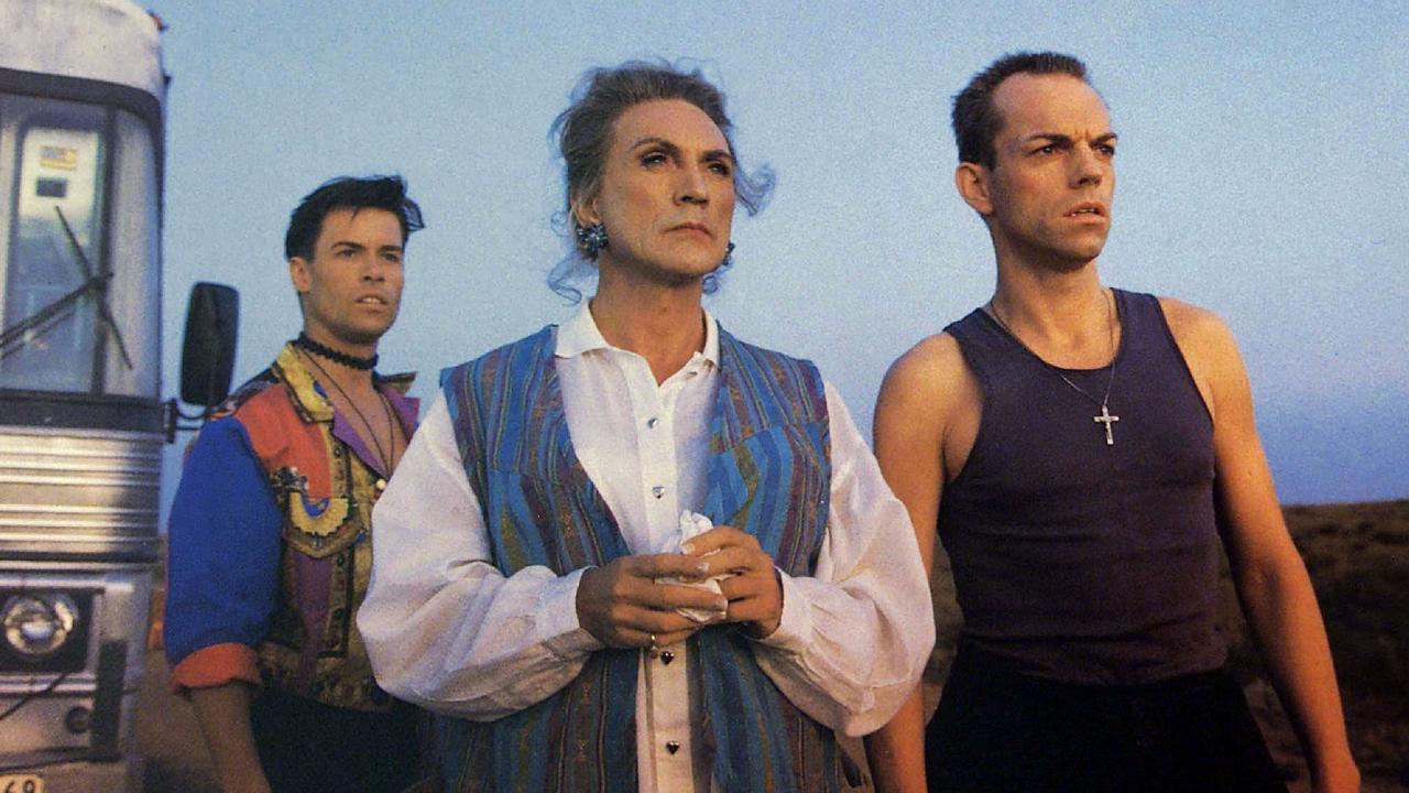 From left to right: Guy Pearce, Terence Stamp and Hugo Weaving starred in The Adventures of Priscilla: Queen of the Desert.