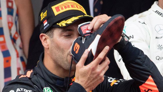 Daniel Ricciardo put the Aussie shoey on the international map when he won the Monaco Grand Prix. Picture: Mega