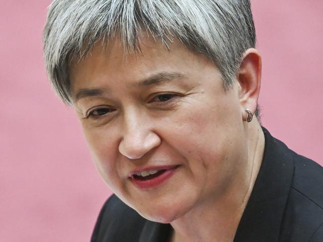 CANBERRA, AUSTRALIA, NewsWire Photos. DECEMBER 5, 2023: Senator Penny Wong during Question Time in the Senate at Parliament House in Canberra. Picture: NCA NewsWire / Martin Ollman