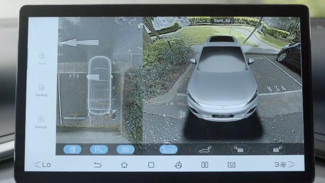 The infotainment system's eight cameras offer birdseye parking guidance and simulated multiple views of the car at your location.