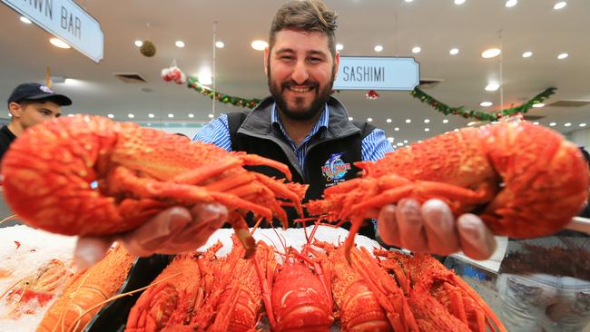 Dimitri Hari, Manager of De Costi Seafoods gets ready for the 36 hour non-stop Sydney Fish Market Christmas sale. Picture: Adam Taylor