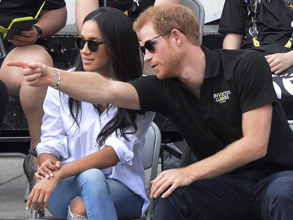 Prince Harry’s first public outing with Meghan in Toronto at the Invictus Games. Picture: Nathan Denette/The Canadian Press via AP.