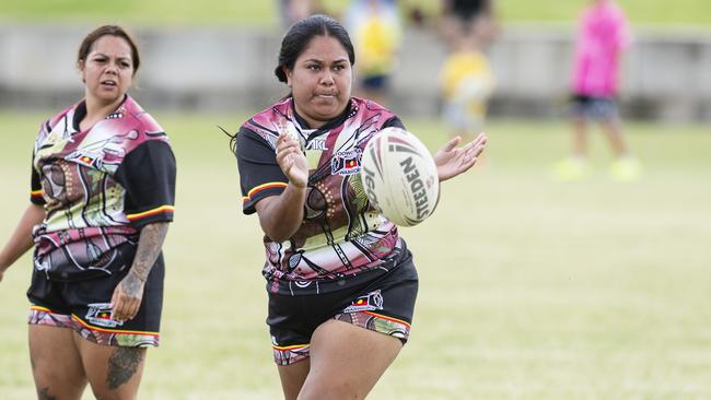 Lara Duncan of Toowoomba Warriors against ATSiCHS – Sister Girls in the Warriors Reconciliation Carnival women's games hosted by Toowoomba Warriors at Jack Martin Centre, Saturday, January 18, 2025. Picture: Kevin Farmer