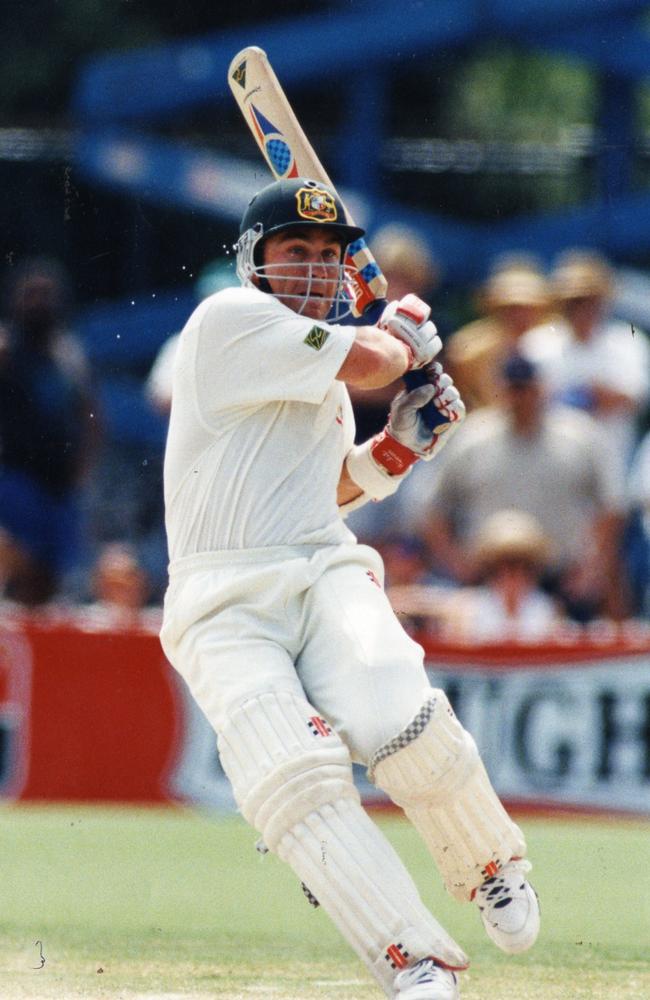 Slater batting against in England during the 1995 Ashes at Adelaide Oval.