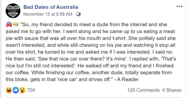 A reader sent in this nightmare dating story.