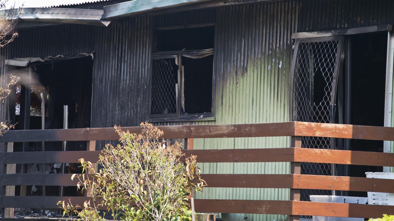 Police and fire investigators at a South Toowoomba crime scene following a fatal house fire in Rivett St, Tuesday, December 17, 2019. Picture: Kevin Farmer