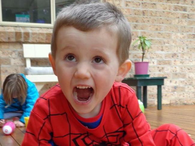 New photo of Missing  boy William Tyrrell wearing  the actual Spiderman suit in which he disappeared in. Exhibit image released by the William tyrrell Inquest. Supplied