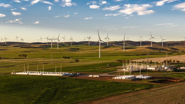 The Hornsdale Power Reserve and wind farm at Jamestown, South Australia.