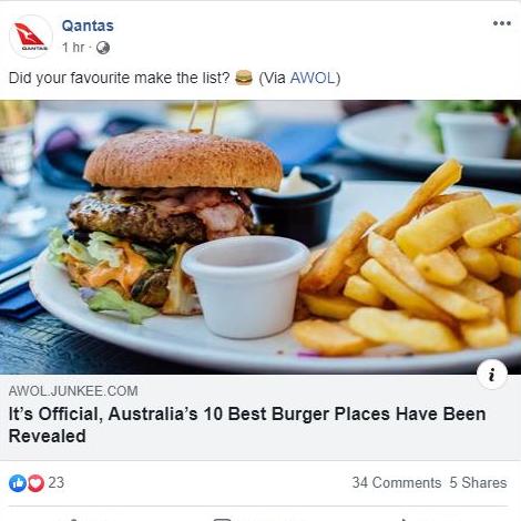 The inappropriate post on the Qantas Facebook page on Good Friday.