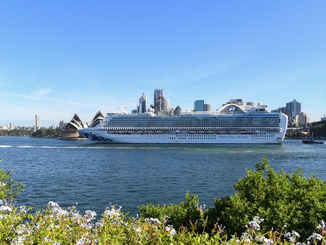 The Ruby Princess cruise ship at the Overseas Passenger terminal in Circular Quay.