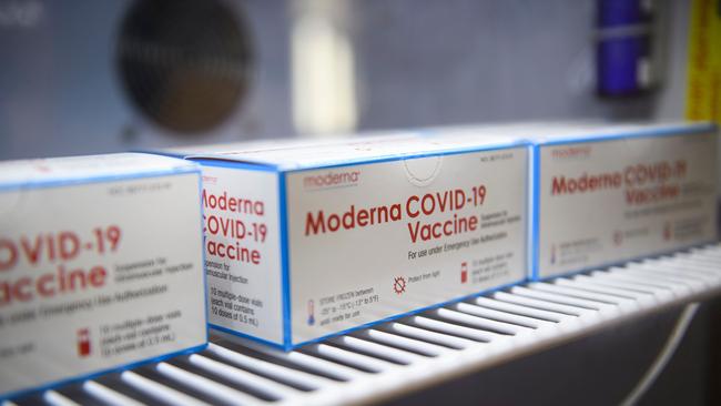 Boxes containing vials of the Moderna Covid-19 vaccine. Picture: AFP