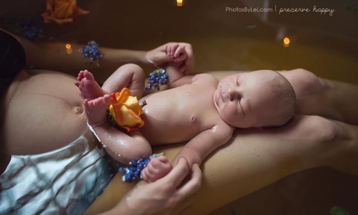 Floral bath - Herbal baths are my absolute favorite to capture. Not many mothers know about them. Herbal baths are done anywhere from a few hours post partum to a day or 2 later, and aid in healing the perineum. They also smell divine (herbs like chamomile and lavender are used) and promote bonding between mother and baby. Furthermore babies enjoy returning to a familiar environment.