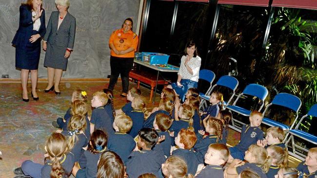 Qld Premier Annastacia Palaszczuk meets with St Josephs Wandal Prep students at the Art Gallery. Picture: Jann Houley