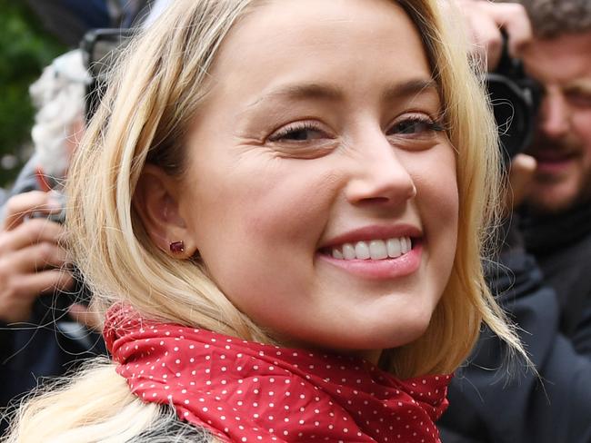 LONDON, ENGLAND - JULY 08:  Amber Heard arrives at The Royal Courts of Justice, Strand on July 8, 2020 in London, England. Hollywood actor Johnny Depp is taking News Group Newspapers, publishers of The Sun, to court over allegations that he was violent towards his ex-wife, Amber Heard, 34. (Photo by Chris J Ratcliffe/Getty Images)