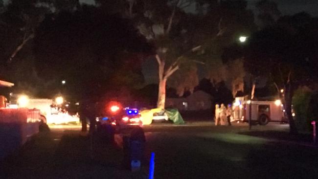 The tragic crash scene at Clovelly Park on Thursday night. Picture: Mitch Mott