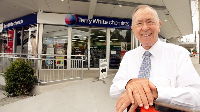 Terry White outside one of his chemists at Coorparoo.