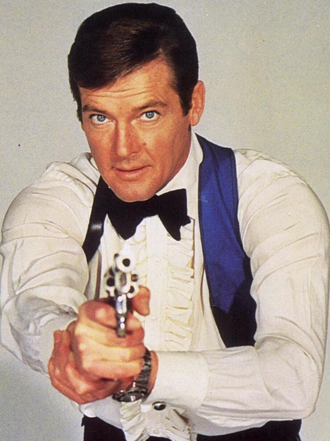 Roger Moore as James Bond.