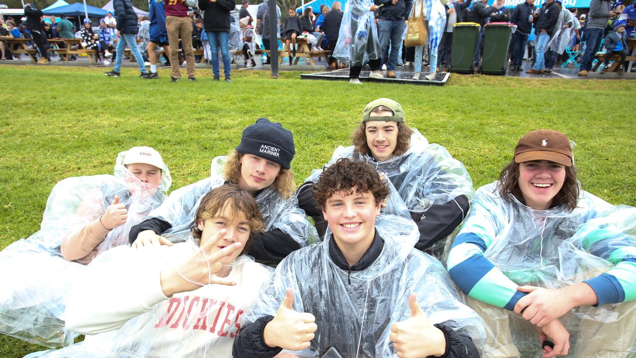 Footy fans soak up the action in SA for Saturday’s offering of Gather Round clashes. Picture: Brett Hartwig