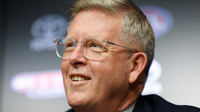 Steve Hocking after announcing his resignation at AFL House. Picture: AFL Photos via Getty Images