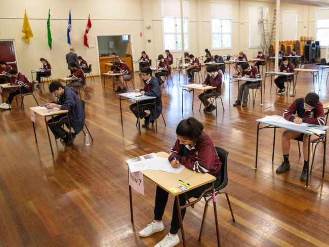 13-08-20 - Impact of COVID-19 on schooling HSC students at Fort Street High School, Petersham NSW,  sitting a trial HSC exam. Picture Ryan Osland