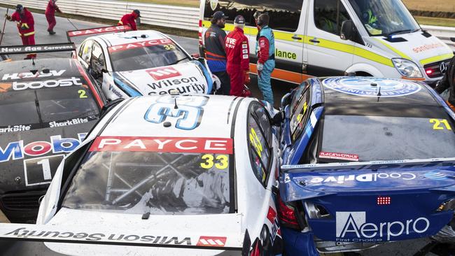 The crash during SuperSprint at Symmons Plains last year.