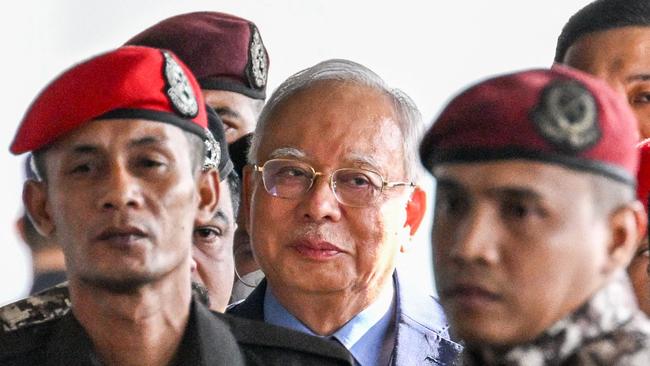 Former Malaysian prime minister Najib Razak arrives at the Kuala Lumpur Court Complex on Wednesday. Picture: AFP