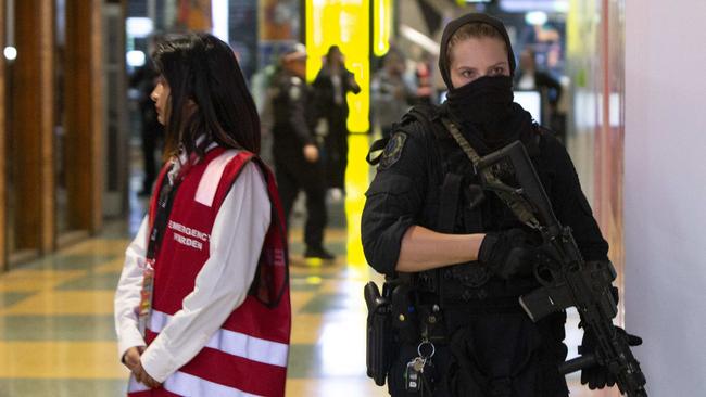 Westfield Marion was locked down after a teenage brawl in the food court. Picture: Brett Hartwig