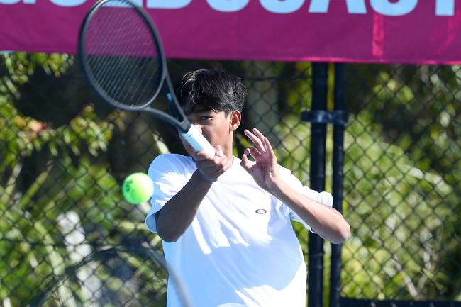 Action from the International Tennis Federation junior tournament at KDV on the Gold Coast. Picture: Tertius Pickard