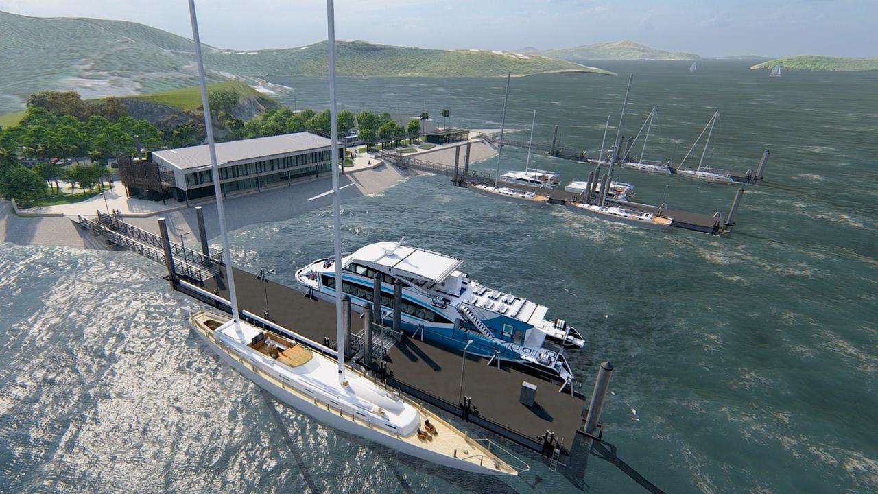 Artist's impressions of new pontoons planned for Shute Harbour, which have attracted interest from Cruise Whitsunday, Elysian Eco Resort, and Island Transfers among others. Picture: Whitsunday Regional Council