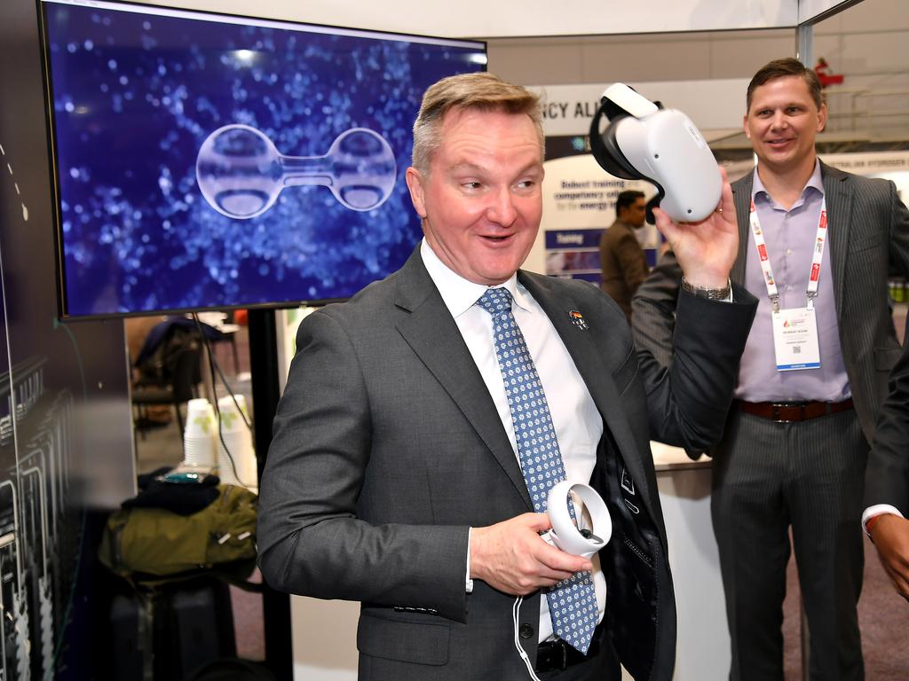 Climate Change Minister Chris Bowen at the APAC Hydrogen Summit in Brisbane. Picture: NewsWire/ John Gass