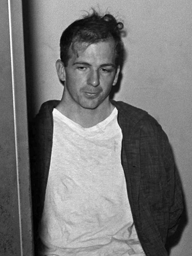 Lee Harvey Oswald in police custody shortly after being arrested for assassinating President John F. Kennedy in Dallas in 1963. Picture: AP Photo/File