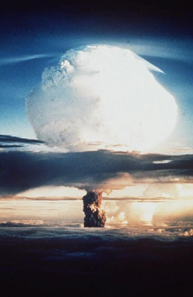 Nuclear testing: Hydrogen bomb Ivy Mike is fired on Enewetak in the Pacific Ocean. Picture: Supplied