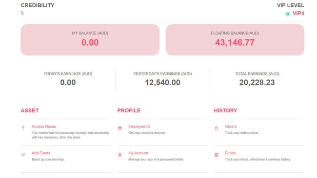 What Mr Carroll’s dashboard looked like in the sophisticated scam.