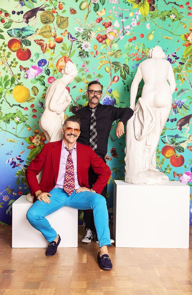 Austin Young and David Burns with their art Fallen Fruit on display at the NGV Triennial 2020. Picture: Kimberly Genevieve, supplied.