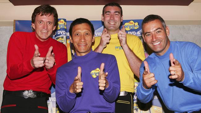 The Wiggles pose for a photograph before performing at the Sydney Entertainment Centre on March 10, 2005 in Sydney, Australia. (Photo by Matt King/Getty Images)