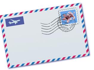 Vector illustration of blank airmail envelope with stamp and rubber stamp Source : iStock