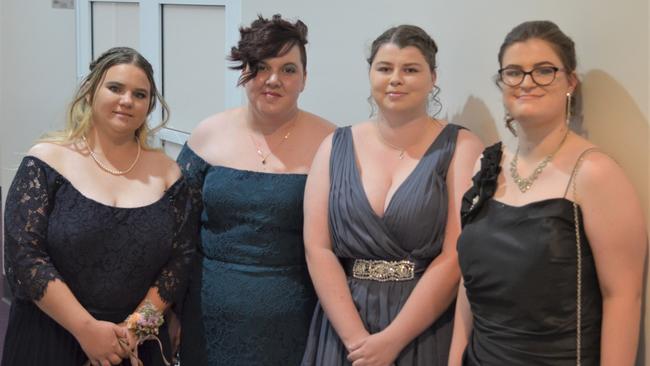 Warwick State High formal 2019 Teilah McGee, Sarah Paynter, Katijane Watts and Caitin Rowan.