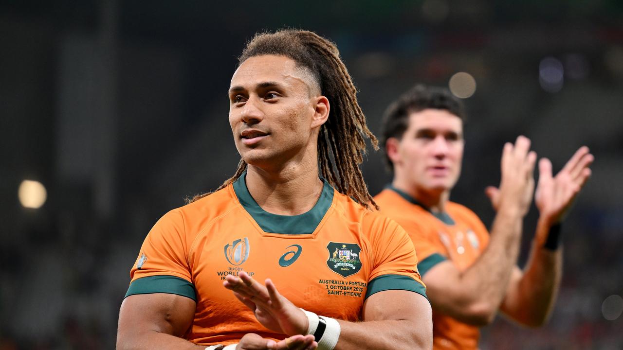 The Wallabies secured a bonus point win over Portugal to keep their World Cup hopes alive. (Photo by Laurence Griffiths/Getty Images)