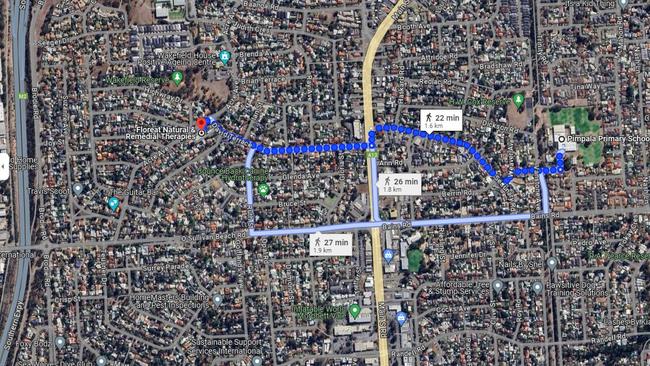 The schoolgirls would have had to walk at least 1.6km. Picture: Google