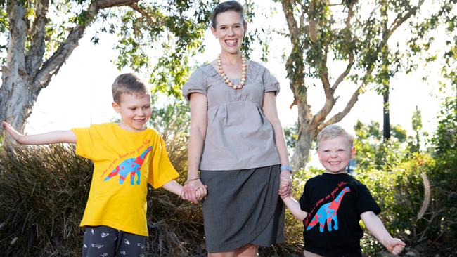 Claire Powlesland with sons Alexander and James. Picture: Dominika Lis