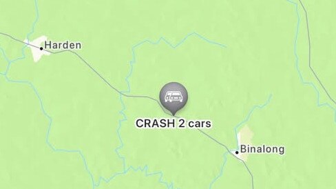 The crash occurred on Sunday night about 50km west of Yass, roughly 110km north-west of Canberra.